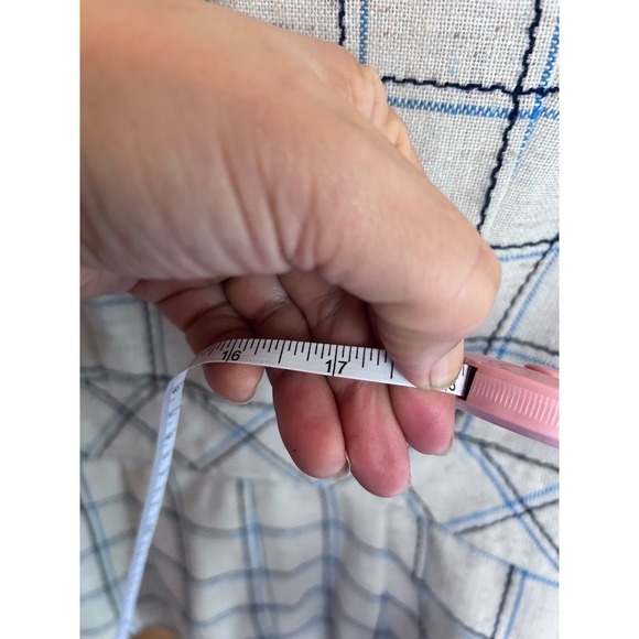 Vintage Plaid Linen Blazer Blue White Windowpane Check Tailored Jacket Handmade - Picture 11 of 11